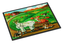 Load image into Gallery viewer, Corgi Pumpkin Ride with Goat Doormat - 24x36 Decorative Floor Mat – Indoor/Outdoor Rug