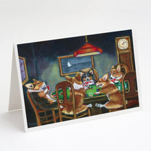 Load image into Gallery viewer, Corgi Playing Poker Greeting Cards -  Blank Note Cards – 8-Pack of Artist-Designed Cards with Envelopes