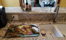 Load image into Gallery viewer, Chocolate Labrador Waiting Dish Drying Mat – Absorbent, Artistic Kitchen Essentials 7420DDM