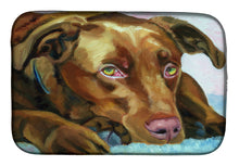 Load image into Gallery viewer, Chocolate Labrador Waiting Dish Drying Mat – Absorbent, Artistic Kitchen Essentials 7420DDM