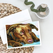 Load image into Gallery viewer, Chocolate Labrador Waiting Greeting Cards -  Blank Note Cards – 8-Pack of Artist-Designed Cards with Envelopes