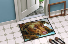 Load image into Gallery viewer, Chocolate Labrador Waiting Doormat - 24x36 Decorative Floor Mat – Indoor/Outdoor Rug