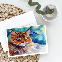 Load image into Gallery viewer, Maine Coon Cat Watching you Greeting Cards -  Blank Note Cards – 8-Pack of Artist-Designed Cards with Envelopes