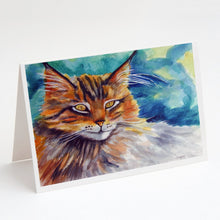 Load image into Gallery viewer, Maine Coon Cat Watching you Greeting Cards -  Blank Note Cards – 8-Pack of Artist-Designed Cards with Envelopes