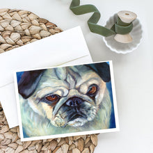 Load image into Gallery viewer, Pug in Thought Greeting Cards -  Blank Note Cards – 8-Pack of Artist-Designed Cards with Envelopes