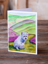 Load image into Gallery viewer, Westie Long Road Ahead Greeting Cards -  Blank Note Cards – 8-Pack of Artist-Designed Cards with Envelopes