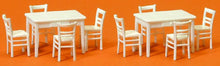 Load image into Gallery viewer, Preiser 17217 HO Scale Table &amp; Chairs -- 2 Tables &amp; 8 Chairs (white)