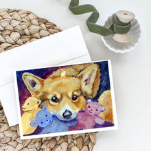 Load image into Gallery viewer, Corgi with all the toys Greeting Cards -  Blank Note Cards – 8-Pack of Artist-Designed Cards with Envelopes
