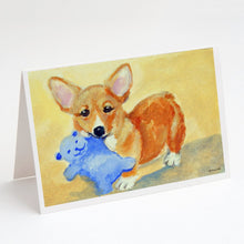 Load image into Gallery viewer, Corgi and Teddy Bear Greeting Cards -  Blank Note Cards – 8-Pack of Artist-Designed Cards with Envelopes