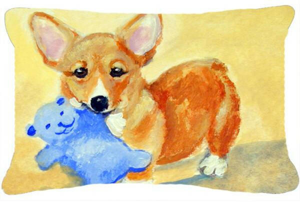 Corgi and Teddy Bear Fabric Decorative Pillow 7432PW1216