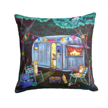 Load image into Gallery viewer, Corgi Glamping Fish Tales Trailer Throw Pillow - 14x14 Decorative Pillow – Art for Your Home &amp; Patio 7435PW1414