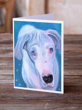 Load image into Gallery viewer, White Great Dane Greeting Cards -  Blank Note Cards – 8-Pack of Artist-Designed Cards with Envelopes