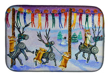 Load image into Gallery viewer, Corgi Log Reindeer Race Christmas Dish Drying Mat – Absorbent, Artistic Kitchen Essentials 7443DDM
