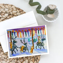 Load image into Gallery viewer, Corgi Log Reindeer Race Christmas Greeting Cards -  Blank Note Cards – 8-Pack of Artist-Designed Cards with Envelopes