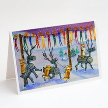 Load image into Gallery viewer, Corgi Log Reindeer Race Christmas Greeting Cards -  Blank Note Cards – 8-Pack of Artist-Designed Cards with Envelopes