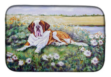 Load image into Gallery viewer, Saint Bernard in Flowers Dish Drying Mat – Absorbent, Artistic Kitchen Essentials 7446DDM