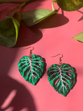 Load image into Gallery viewer, Monstera Leaf Acrylic Statement Earrings