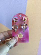 Load image into Gallery viewer, Chunky Glass Heart Charm Earrings