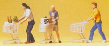 Load image into Gallery viewer, Preiser 10488 HO Scale Pedestrians -- People w/Grocery Carts (3)