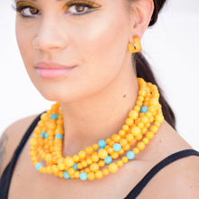 Load image into Gallery viewer, Golden Yellow and Turquoise Sylvie Statement Necklace