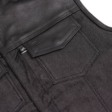 Load image into Gallery viewer, Men's Leather-Denim Combo Motorcycle  Vest - No Collar
