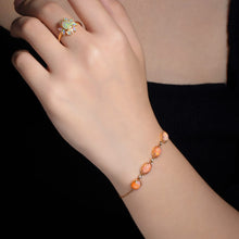 Load image into Gallery viewer, Beautiful Mexican Egg Fire Opal Diamond Bracelet in 18K Yellow Gold