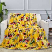 Load image into Gallery viewer, DaDa Bedding Yellow Farmhouse Rustic Spring Floral Hummingbirds Soft Fleece Throw Blanket (925)