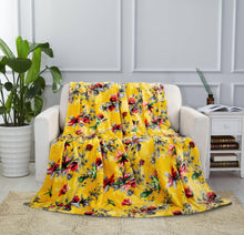 Load image into Gallery viewer, DaDa Bedding Yellow Farmhouse Rustic Spring Floral Hummingbirds Soft Fleece Throw Blanket (925)