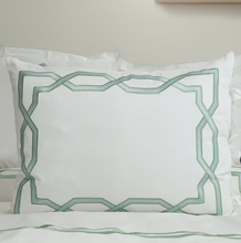 Load image into Gallery viewer, Light Blue Embroidered Geometric Duvet Cover – 400TC Cotton Blend