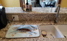 Load image into Gallery viewer, Blue Crab Dish Drying Mat – Absorbent, Artistic Kitchen Essentials 8011DDM
