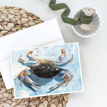 Load image into Gallery viewer, Blue Crab Greeting Cards -  Blank Note Cards – 8-Pack of Artist-Designed Cards with Envelopes