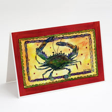 Load image into Gallery viewer, Blue Crab rope border Greeting Cards -  Blank Note Cards – 8-Pack of Artist-Designed Cards with Envelopes