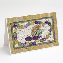Load image into Gallery viewer, Mardi Gras Beads Greeting Cards -  Blank Note Cards – 8-Pack of Artist-Designed Cards with Envelopes