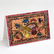 Load image into Gallery viewer, Crab Boil  Maroon Greeting Cards -  Blank Note Cards – 8-Pack of Artist-Designed Cards with Envelopes