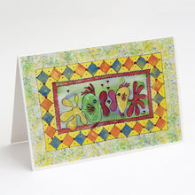 Load image into Gallery viewer, Kissing Fish Yellow and Green Greeting Cards -  Blank Note Cards – 8-Pack of Artist-Designed Cards with Envelopes