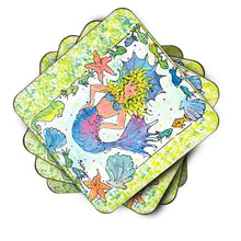 Load image into Gallery viewer, Mermaid Coasters - Set of 4 Lightweight Foam, Absorbent Drink Coasters