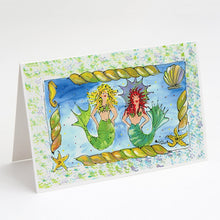 Load image into Gallery viewer, Mermaid Blonde and Red Head Greeting Cards -  Blank Note Cards – 8-Pack of Artist-Designed Cards with Envelopes
