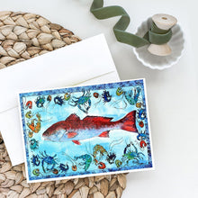 Load image into Gallery viewer, Red Fish Greeting Cards -  Blank Note Cards – 8-Pack of Artist-Designed Cards with Envelopes