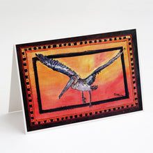 Load image into Gallery viewer, Pelican Orange Sky Greeting Cards -  Blank Note Cards – 8-Pack of Artist-Designed Cards with Envelopes