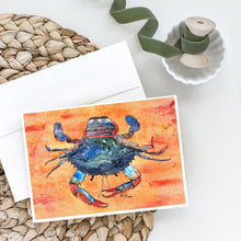 Load image into Gallery viewer, Female Blue Crab on Orange Greeting Cards -  Blank Note Cards – 8-Pack of Artist-Designed Cards with Envelopes