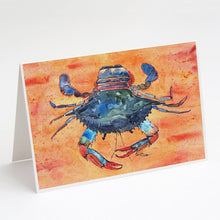 Load image into Gallery viewer, Female Blue Crab on Orange Greeting Cards -  Blank Note Cards – 8-Pack of Artist-Designed Cards with Envelopes