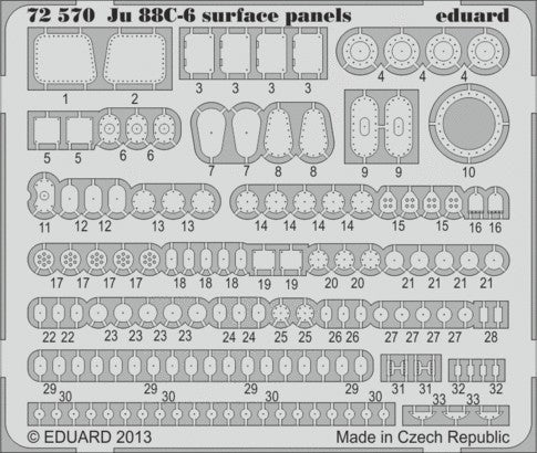 Eduard 72570 1/72 Aircraft- Ju88C6 Surface Panels for RVL (Painted Self Adhesive