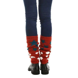 80s Retro Red Varsity Short Leg Warmers | Stars and Polka Dots Print