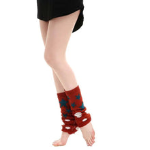 Load image into Gallery viewer, 80s Retro Red Varsity Short Leg Warmers | Stars and Polka Dots Print