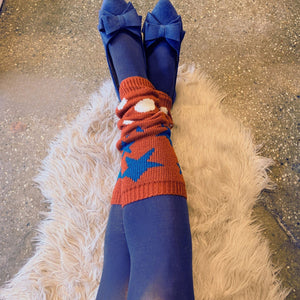 80s Retro Red Varsity Short Leg Warmers | Stars and Polka Dots Print