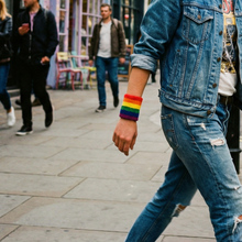 Load image into Gallery viewer, &#39;80s Style Rainbow Wristbands | Absorbent Stretch Exercise Cuffs