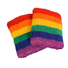 Load image into Gallery viewer, &#39;80s Style Rainbow Wristbands | Absorbent Stretch Exercise Cuffs