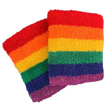 Load image into Gallery viewer, &#39;80s Style Rainbow Wristbands | Absorbent Stretch Exercise Cuffs