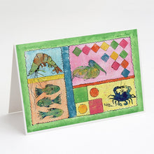 Load image into Gallery viewer, Blue Heron, Crab, Pelican and Shrimp Greeting Cards -  Blank Note Cards – 8-Pack of Artist-Designed Cards with Envelopes