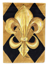 Load image into Gallery viewer, Black and Gold Fleur de lis New Orleans Garden Flag – Decorative Outdoor Yard Flag